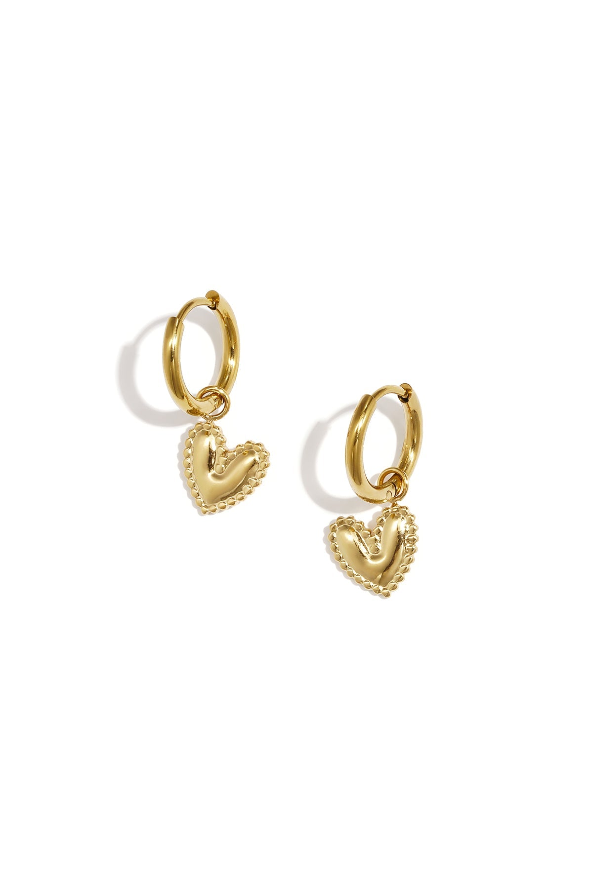 Detailed Dangling Heart Earrings · gold · product