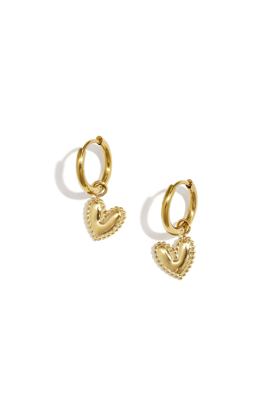 Detailed Dangling Heart Earrings · gold · product