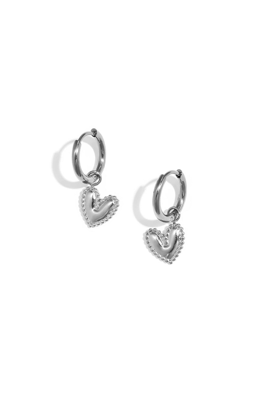 Detailed Dangling Heart Earrings · silver · product