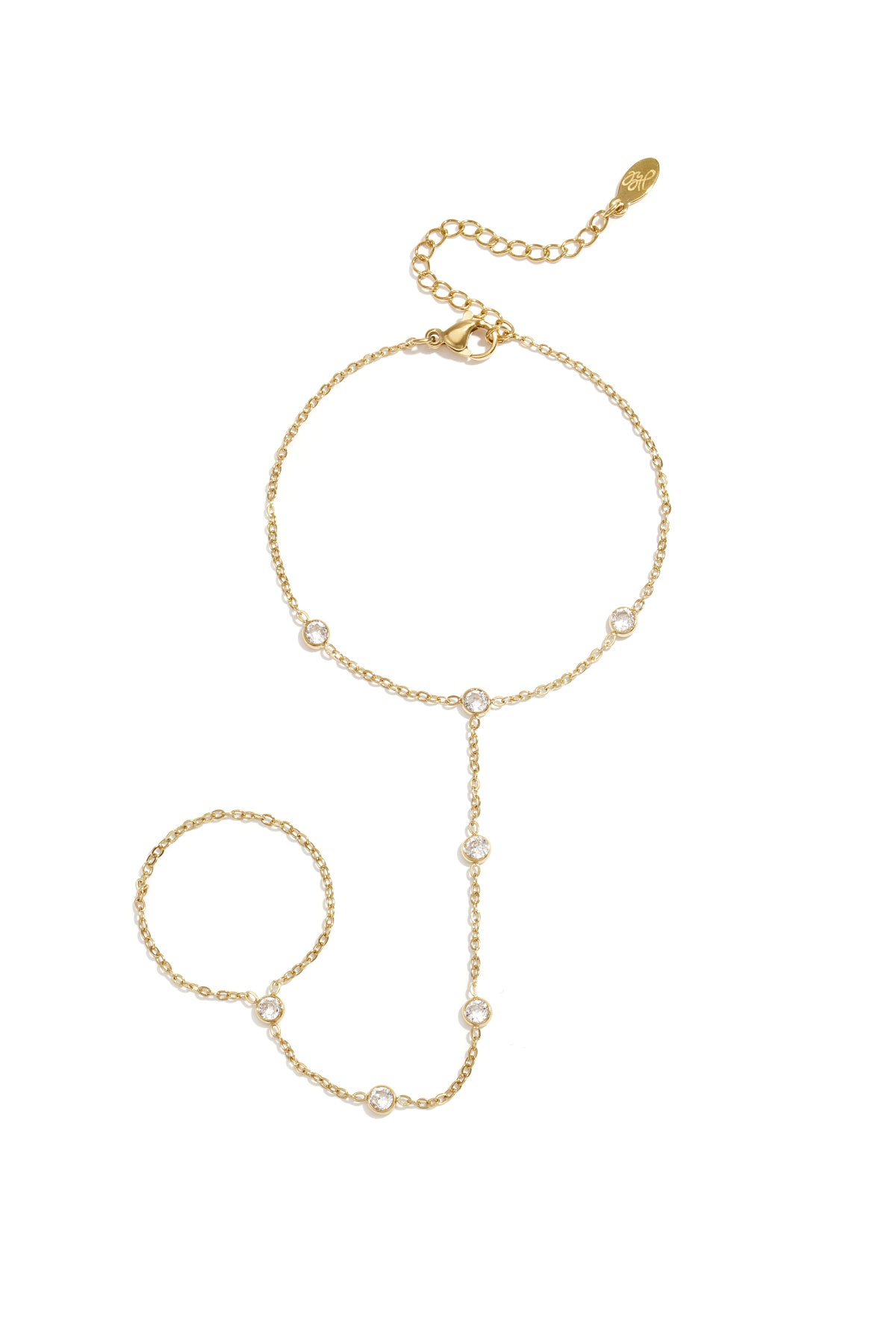 Round Stone Hand Chain · gold · product