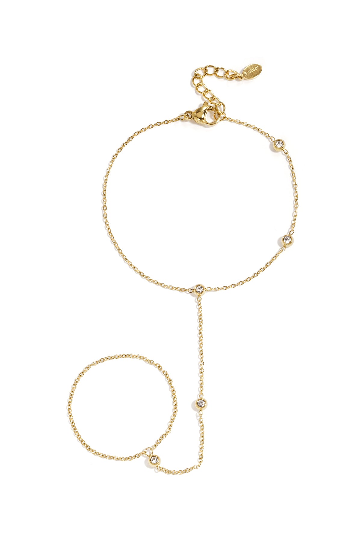 Asymmetrical Stone Hand Chain · gold · product