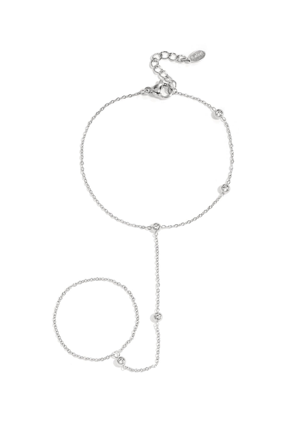 Asymmetrical Stone Hand Chain · silver · product