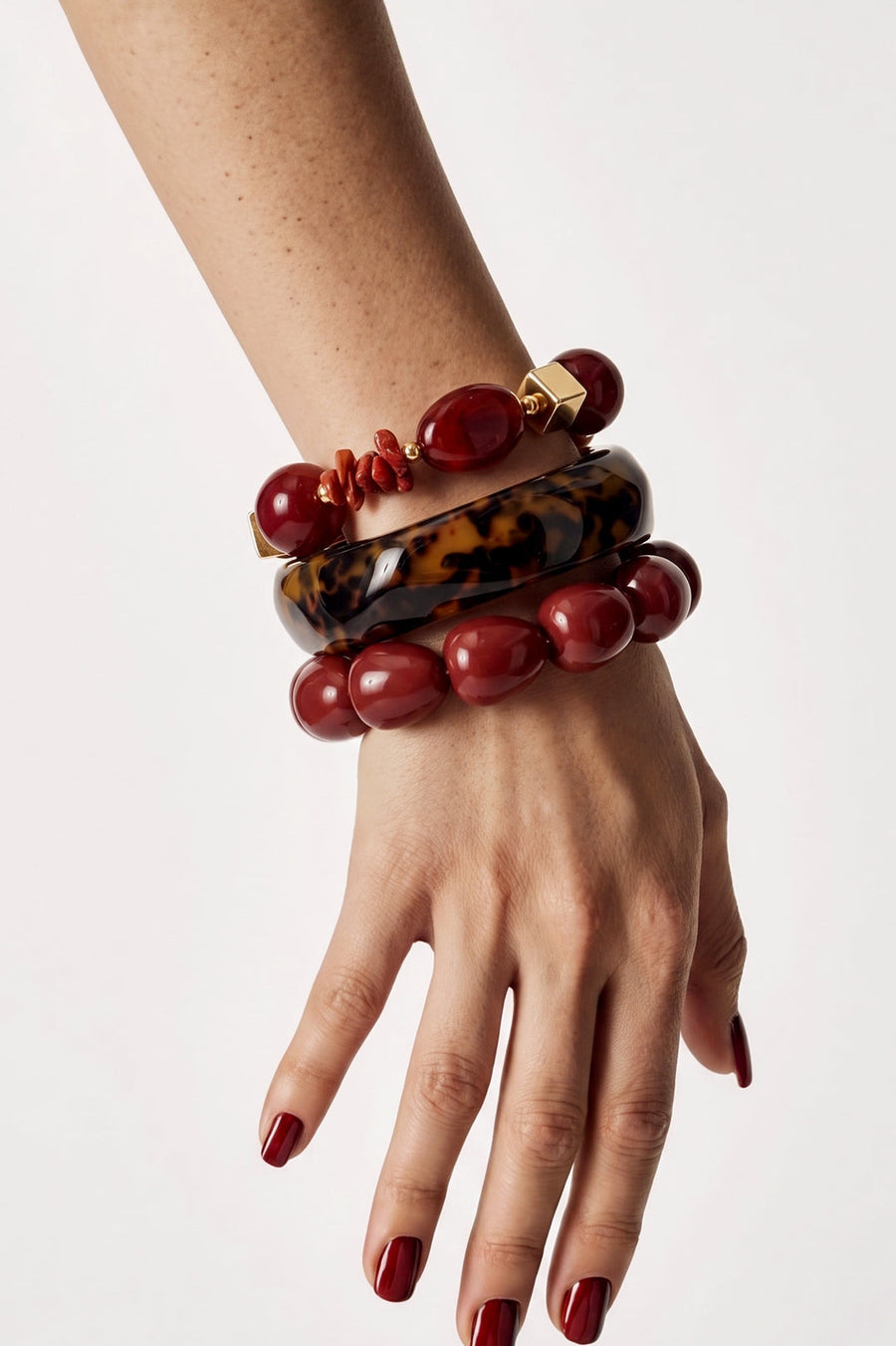 Resin Bead Bracelet · pink · model