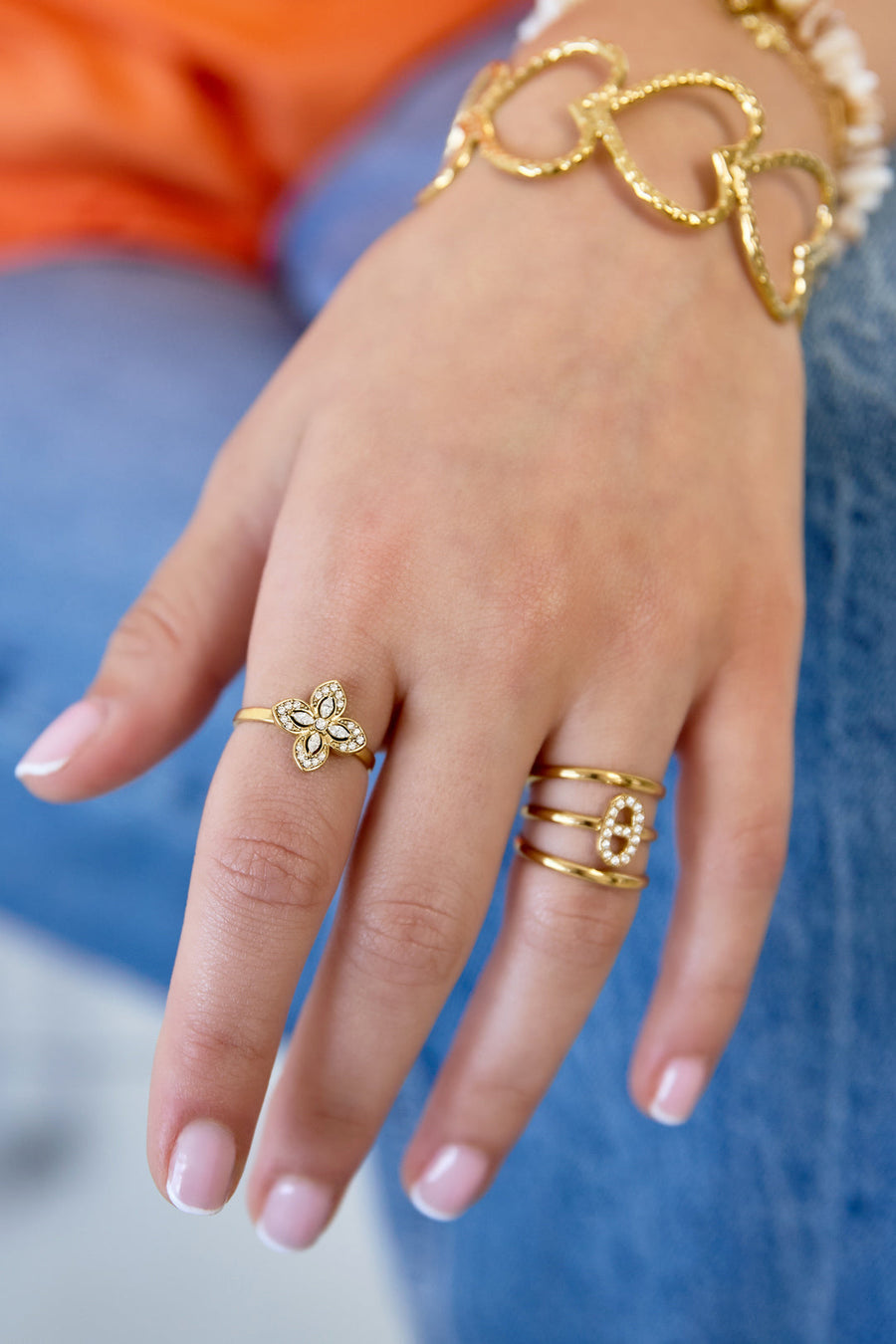 Inlaid Clover Ring · gold · model
